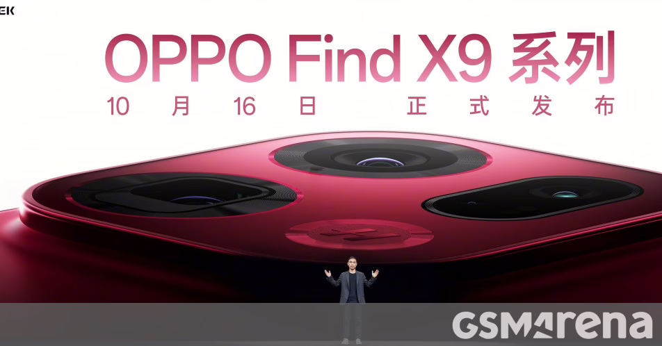 Oppo Find X9 Sê -ri để ra mắt vào ngày 16 tháng 10 với Coloros 16, Dim MID 9500 SOC